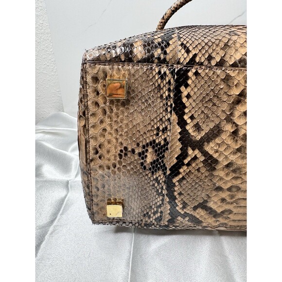 RARE 2015 Michael Kors Collection Brown Black Large Miranda Python Leather Tote - Picture 11 of 16